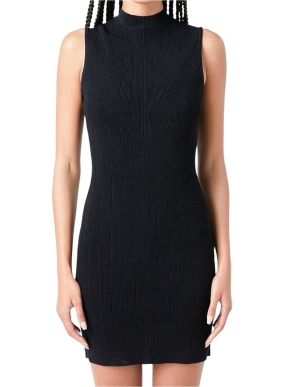 GREY LAB NWT Women’s Size S Black Sleeveless Ribbed Sweater Mini Dress